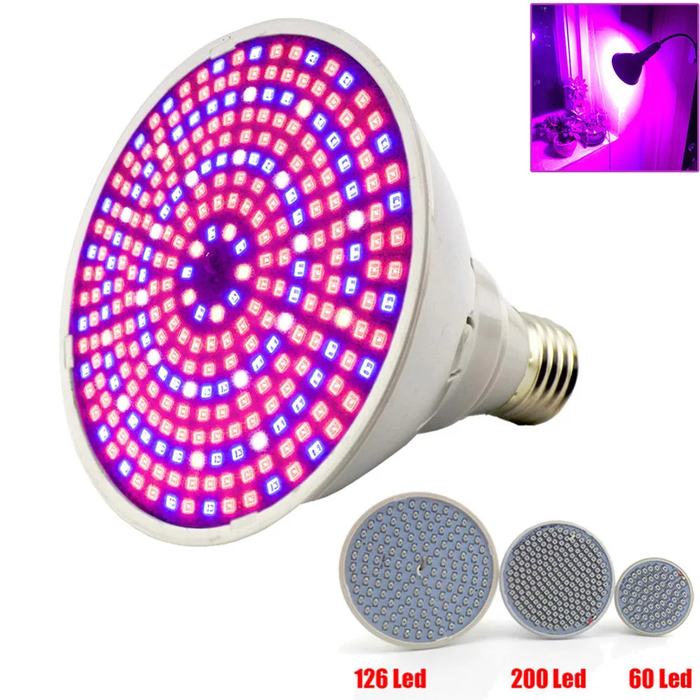 Details about   60 LED Full Spectrum Plant Grow Light Bulb E27 Hydroponic Indoor Veg Bloom Lamp 