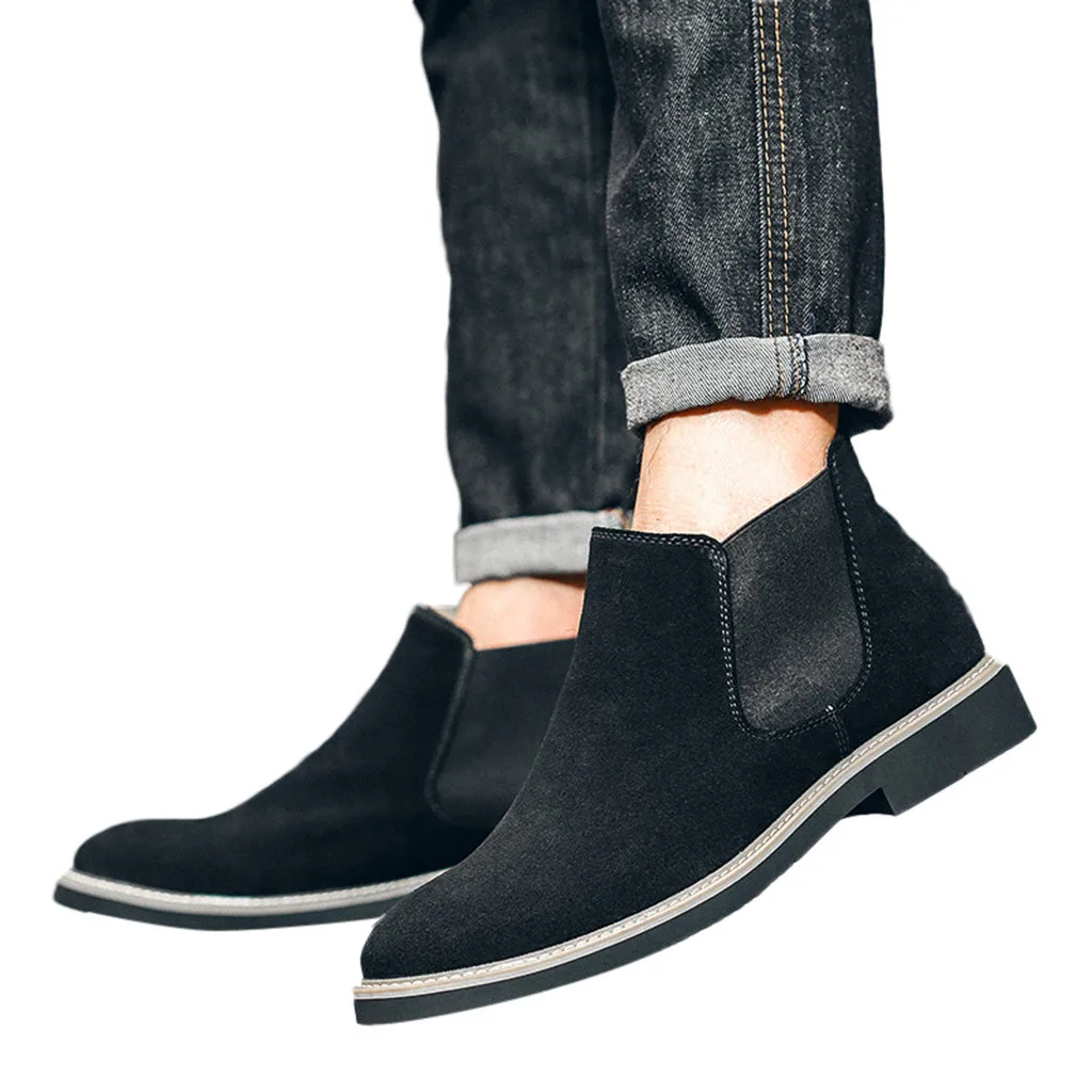 SAGACE/Мужская Рабочая обувь в стиле ретро на низком каблуке с круглым носком Нескользящие Кожаные полуботинки зимние ботинки мужские зимние ботинки