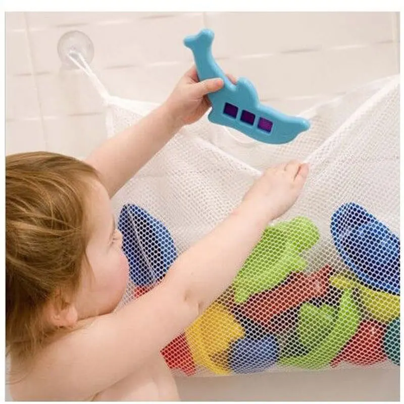 

Bath Toy Tidy Storage Bag Children's Bathing Water Toy Storage Bags Baby Mesh Powerful Sucker Bathroom Hanging Bag
