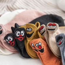 Модные хлопковые носки для женщин, милые носки с вышивкой, летние забавные носки, короткие носки для девочек, повседневные Мягкие носки