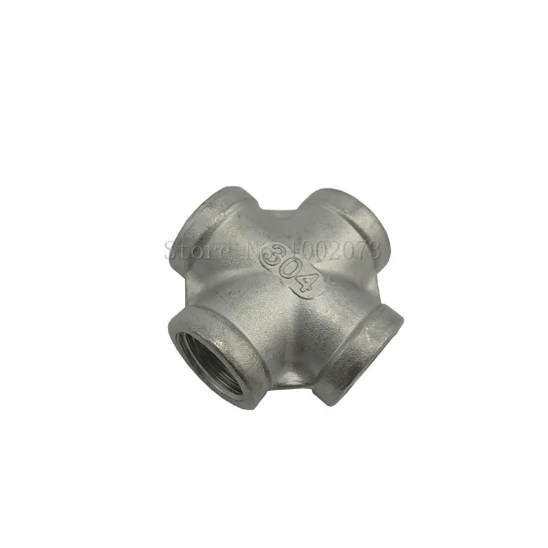 12 Cross 4 way Female Threaded Pipe Fittings Stainless Steel SS304 Tube Connector 52mm Length (4)