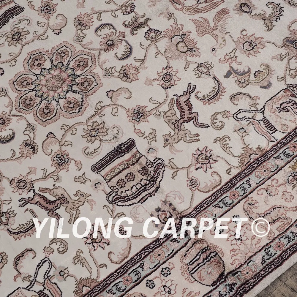 Yilong 4'x6' Vantage турецкий ковер шелк бежевый ручной Изысканный персидский шелковые ковры (ZW067M4x6)