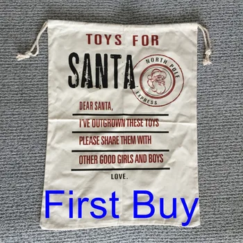 

10pcs/lot new arrival hot selling return toys to santa sack bag before Christmas gift santa sacks donated canvas santa sacks