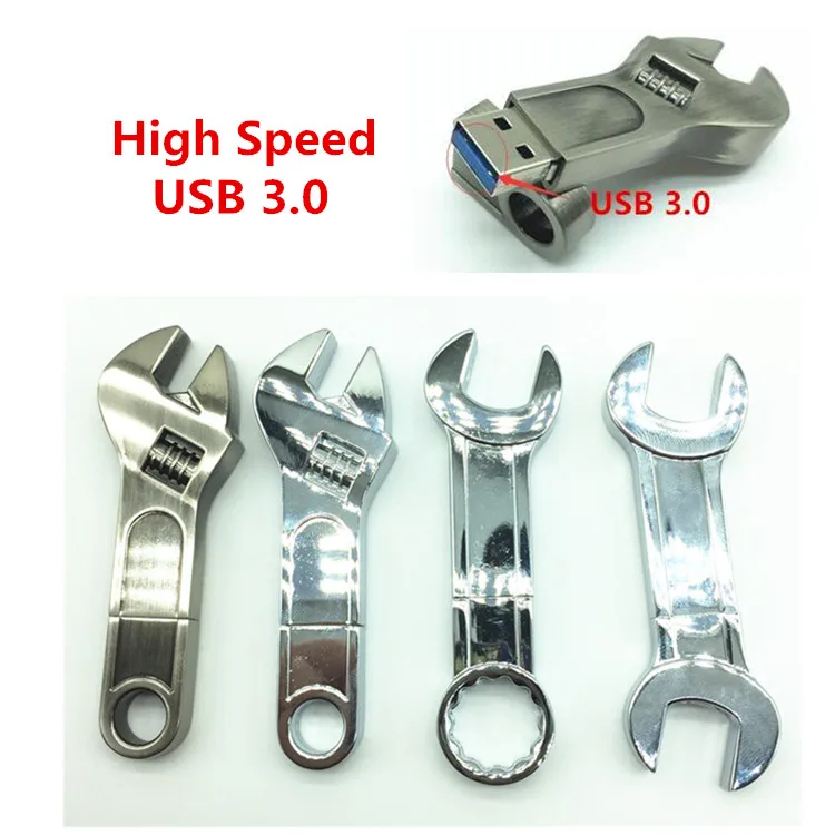 

Retail Metal adjustable wrench USB 3.0 Flash Drives thumb memory stick 4GB 8GB 16GB 32GB 64GB Flash Memory Pen Drive pendrive