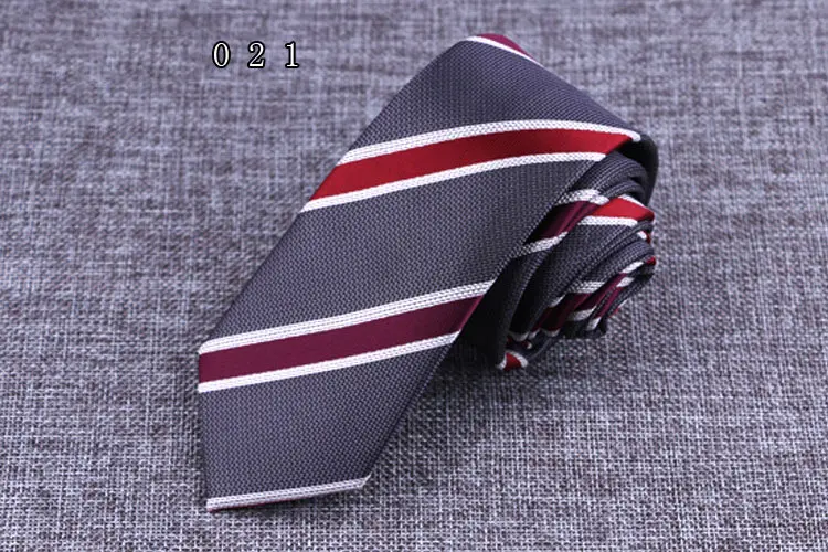 Mens Polyester Skinny Tie 6cm Slim Fashion Neck Tie Green Red Flower Striped Leisure Necktie Business Wedding Neckwear Gift Ties - Цвет: W21