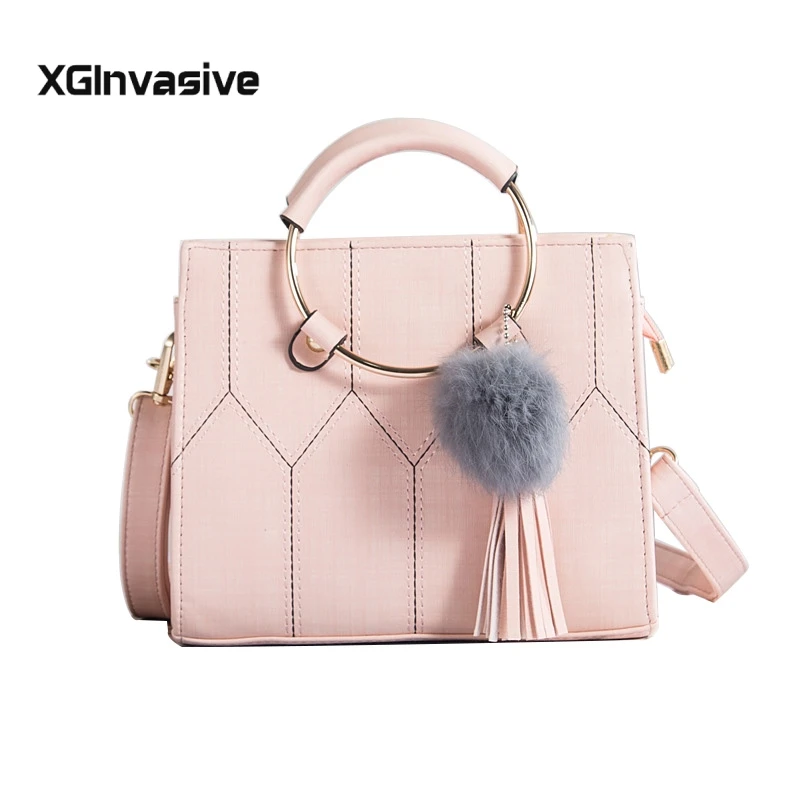 العلامة التجارية المرأة PU حقائب يد جلدية عارضة متعدد الألوان حمل أكياس Crossbody حقيبة حلقة الأعلى مقبض حقيبة مع شرابة ورقيق الكرة العلامة التجارية المرأة PU حقائب يد جلدية عارضة متعدد الألوان حمل أكياس Crossbody حقيبة حلقة الأعلى مقبض حقيبة مع شرابة ورقيق الكرة