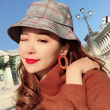 Летняя Повседневная простая Рыбацкая шляпа Женская Молодежная клетчатая кепка дышащая Солнцезащитная уличная дорожная рыболовная кепка