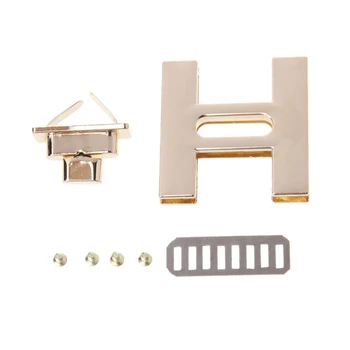 

THINKTHENDO H Shape Clasp Turn Lock Twist Locks DIY Leather Handbag Shoulder Bag Hardware 4.4x4.5cm