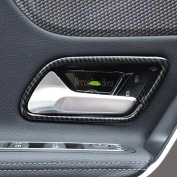 

for Mercedes Benz A Class 2019 ABS Matte and Carbon fiber inner door Bowl protector frame Panel Trim Cover car styling 4pcs