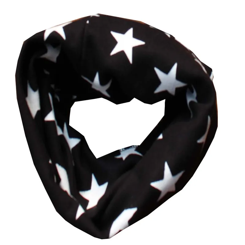 Модный хлопковый шарф для малышей, осенне-зимний шарф со звездами для мальчиков и девочек, детские нагрудники с теплым воротником, Детские шарфы, волшебный шейный платок - Цвет: black