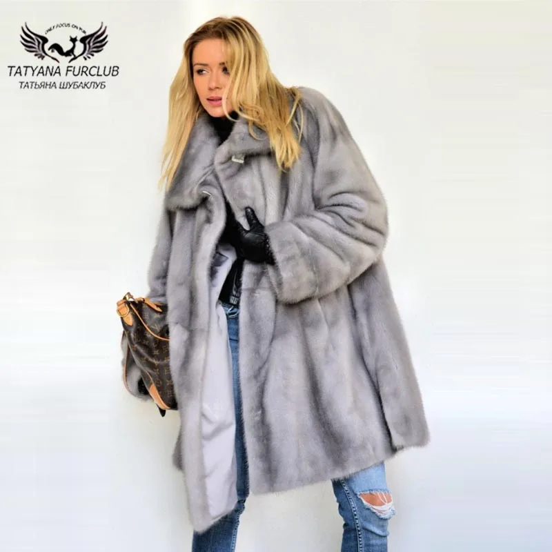 Норковая шуба tatyan Furclub из натурального меха серого цвета длиной 90 см шубы норки