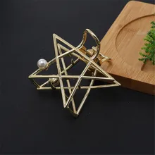 Новая мода большой полый пентаграмма жемчуг коготь для волос клип подарки для женщин девушки шпильки; баретты; аксессуары для волос аксессуары 4 цвета Горячая