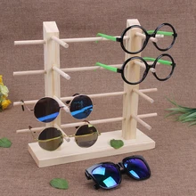 bincoco Double row frames wood display stand for glasses 3d glass display frame Sunglasses display stent incorporating props