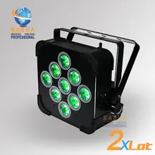 2PCS LOT Rasha 9pcs 18W 6IN1 RGBAW UV Battery Powered Wireless LED Flat Par Light Slim