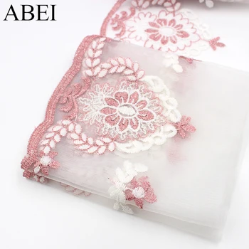 

5yards/lot 19.5cm Width Embroidered Mesh Lace Fabric Diy Clothes Material Handmade Doll Clothes Lace Ribbon Trims Supplier