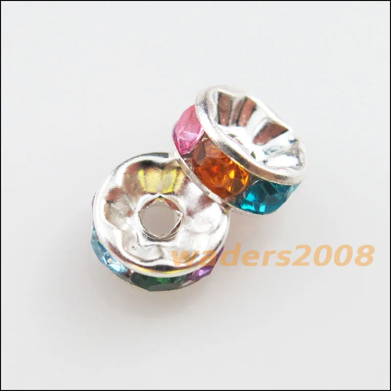 

35Pcs Colors Acrylic Rondelle End Spacer Beads Charms Connectors 8mm