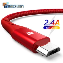 TIEGEM Micro USB кабель для Xiaomi Note 2.4A, ВЫСОКАЯ ЧЁТКОСТЬ, быстро заряжающийся мобильный телефон USB кабель для samsung S7 Android Зарядное устройство USB кабель 2 м 3 м