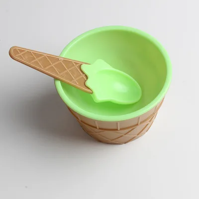 Новинка, 1 набор, детская миска для мороженого, набор ложек, прочные детские подарки, милая миска для десерта, инструменты для мороженого, чашка для мороженого+ ложка - Цвет: B