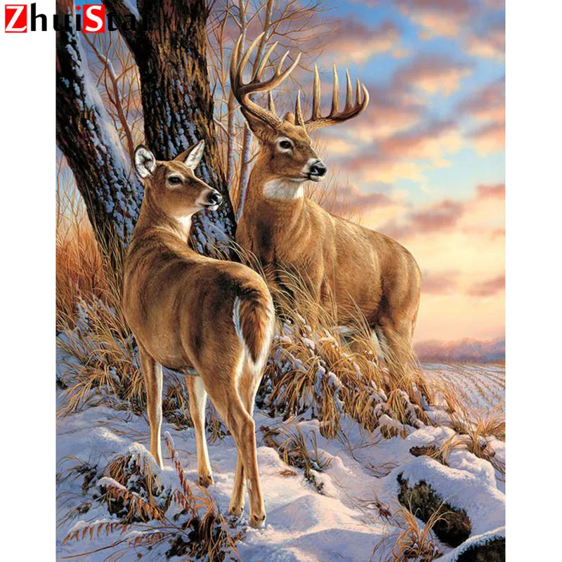 

Full Square/Square Drill 5D DIY Diamond Painting "deer" 3D Embroidery Cross Stitch Mosaic Rhinestone Home Decor XSH