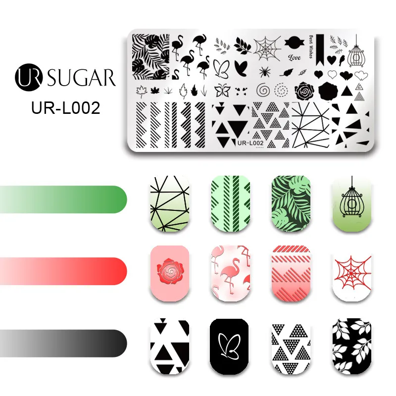 Ur Sugar пластина для штамповки ногтей прямоугольная валентинка шаблон для животных DIY маникюрная пластина с изображениями для нейл-арта для штамповки лака DIY