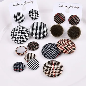 

Winter British plaid academic wind thousand birds bag buckle earrings accessories DIY earrings hair accessories material