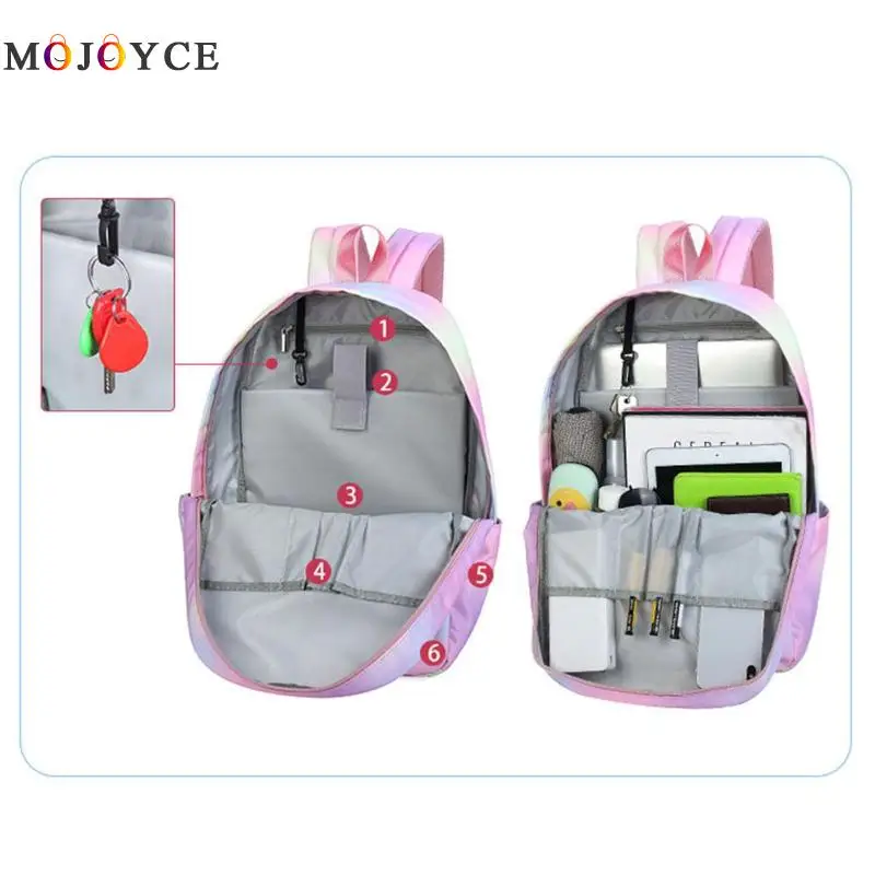 Gradiente de paneles de las mujeres Mochila portátil impermeable de la escuela de niñas Mochila de gran capacidad de viaje Mochila femenina Gradiente de paneles de las mujeres Mochila portátil impermeable de la escuela de niñas Mochila de gran capacidad de viaje Mochila femenina