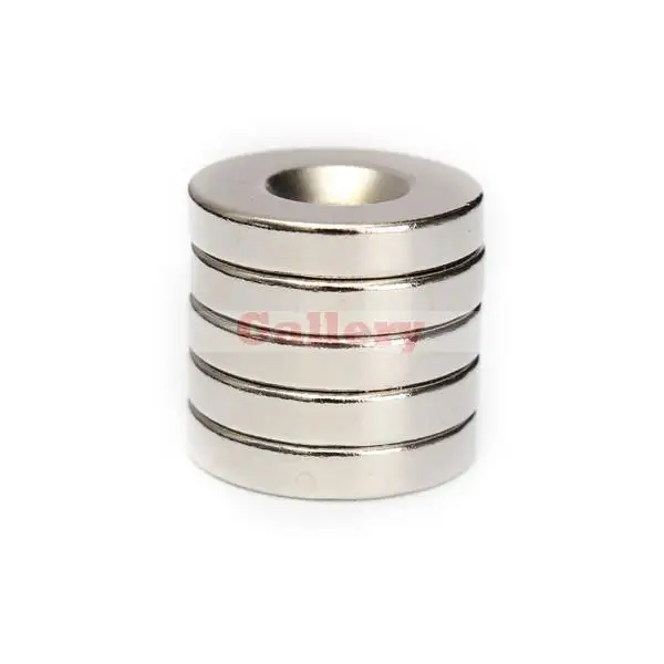 N50 Strong Round Neodymium Magnets Countersunk Ring 5mm Hole 20x4mm 5Pcs 