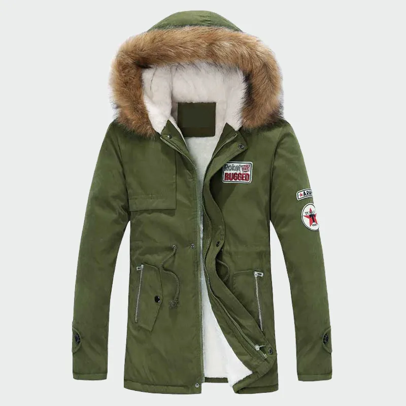 Мужские толстые зимние пальто, теплые мужские куртки с подкладкой, Повседневная теплая парка с капюшоном, новые мужские пальто, Мужская брендовая одежда, M-3XL ML073 - Цвет: Green