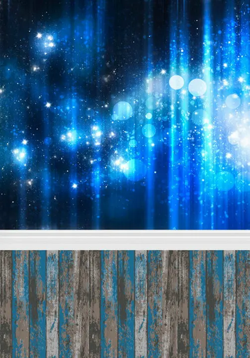 

Blue Bokeh Wood Floor Photography Backgrounds High-grade Vinyl cloth Computer printed custom photo backdrop