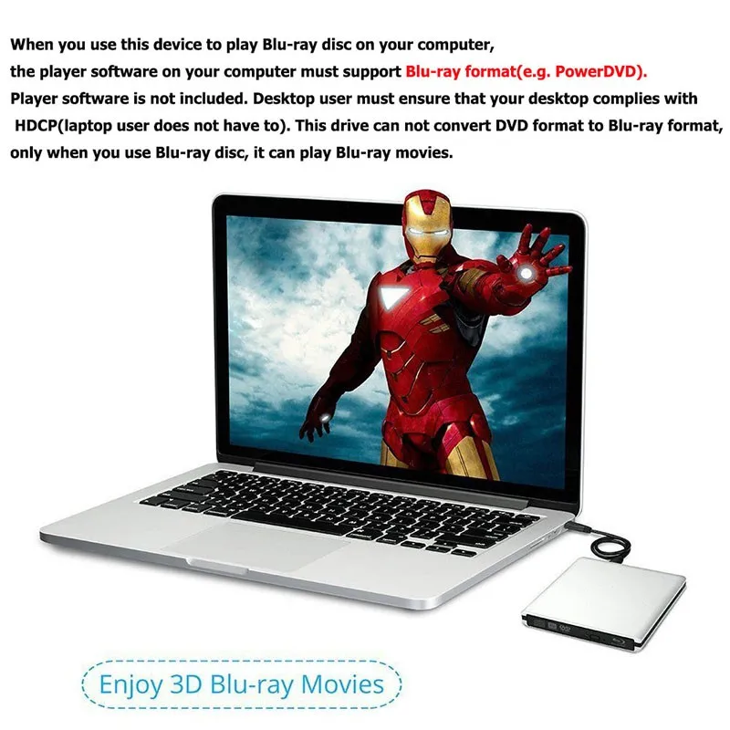 YAHEY USB 3,0 Blu-ray Внешний оптический привод 3D плеер BD-RE горелки Регистраторы DVD+/-RW/Оперативная память диски для компьютера Windows7/8/10+ сумка