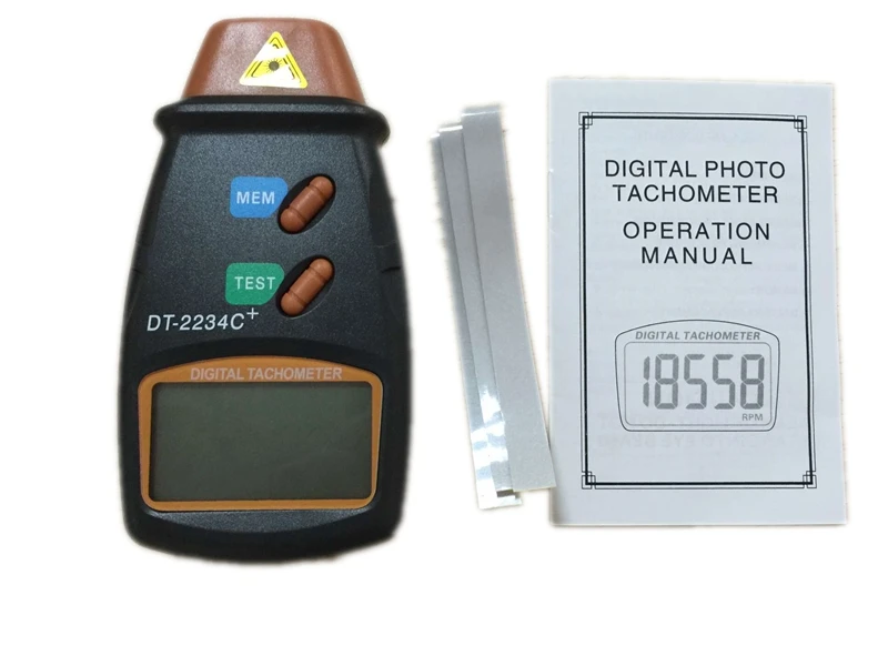 비접촉식 디지털 레이저 타코미터, 전자 사진 타코미터, 2.5-100000 RPM 타코미터, DT-2234C + 반사 테이프 마크 포함