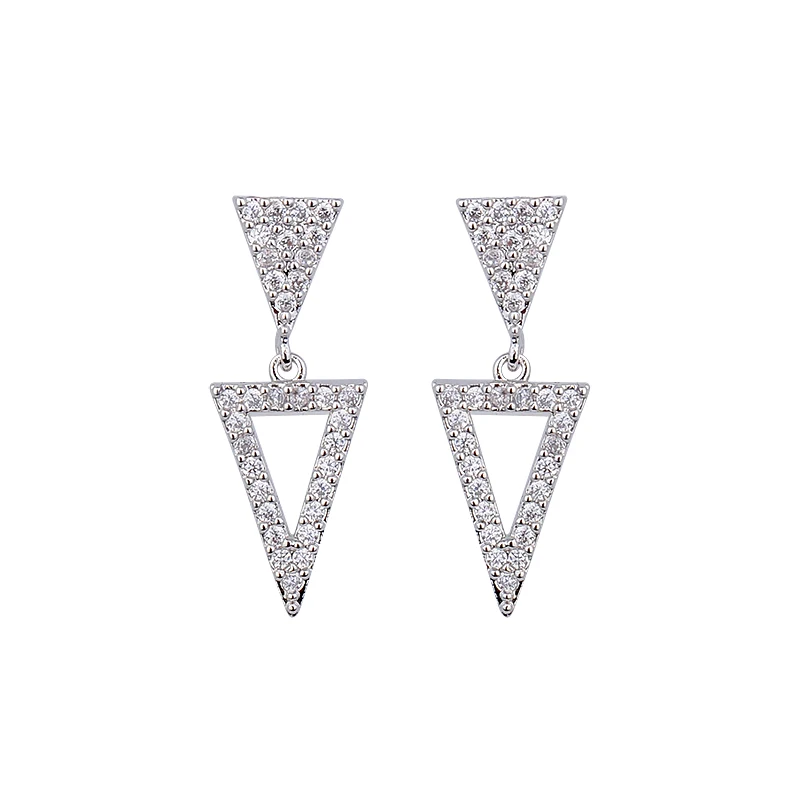 

YAN MEI New Fashion Created Crystal Zircon Triangular Earrings For Women Triangle Pendant Earrings Women Fashion Gift GLE6052Y