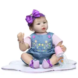 22 дюйма силиконовые Reborn куклы младенца 55 см девушка Boneca Reborn Menina в джинсы одежда best рождественские подарки для детей Brinquedos