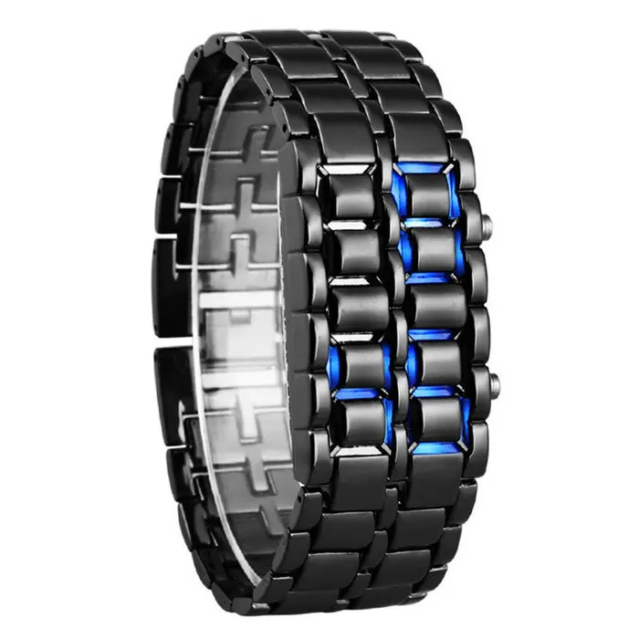 2015 New Fashion Women Lava Iron Samurai Metal LED Faceless Bracelet Watch Digital Wristwatch Stainless Steel relogio feminino | Наручные