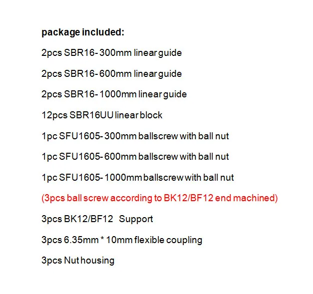 6 SBR16/20 линейный направляющий рельс+ 3 шариковых винта RM1605+ 3BK/BF12+ Корпус гайки+ муфты для ЧПУ маршрутизатор/фрезерный станок - Цвет: SBR16 300 600 1000