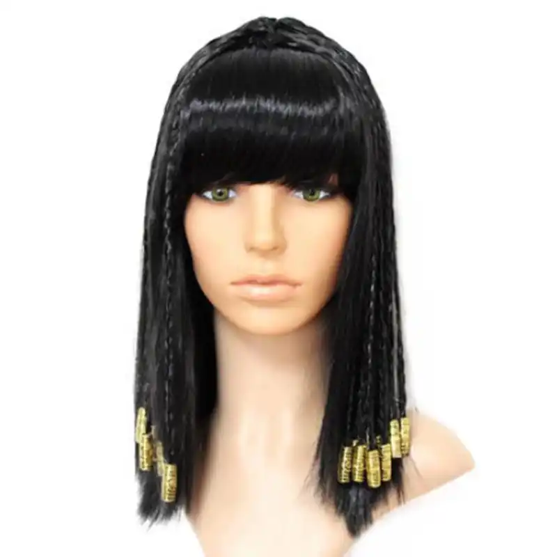Long Braid Black Wigs Egypt Cleopatra Wigs With Neat Bangs