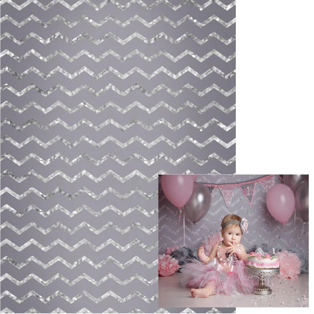 

Princess Baby Girl Backdrop for Birthday Party Photography Newborn Photoshoot Prop Kids Grey Chevron Photo Studio Backgrounds