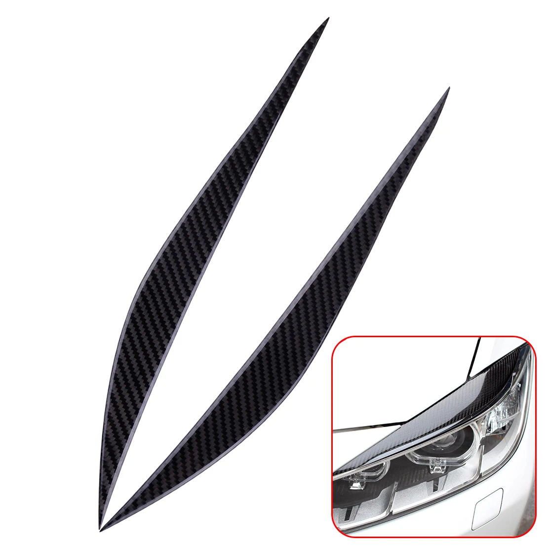 

CITALL 2Pcs Carbon Fiber Headlights Eyebrows Eyelids Front Headlamp Eyebrow Cover Trim for BMW 3 Series F30 2013 2014-16 2017