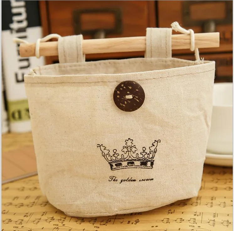 Креативная Ретро сумка для хранения из хлопка и льна, подвесная ностальгическая тканевая сумка для хранения, сумки для хранения в общежитии, висячий карман - Цвет: Imperial crown