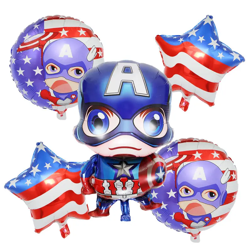 

5pcs/lot The Avengers air foil Birthday balloons super hero baby toys Captain America National Day helium balloon Decoration