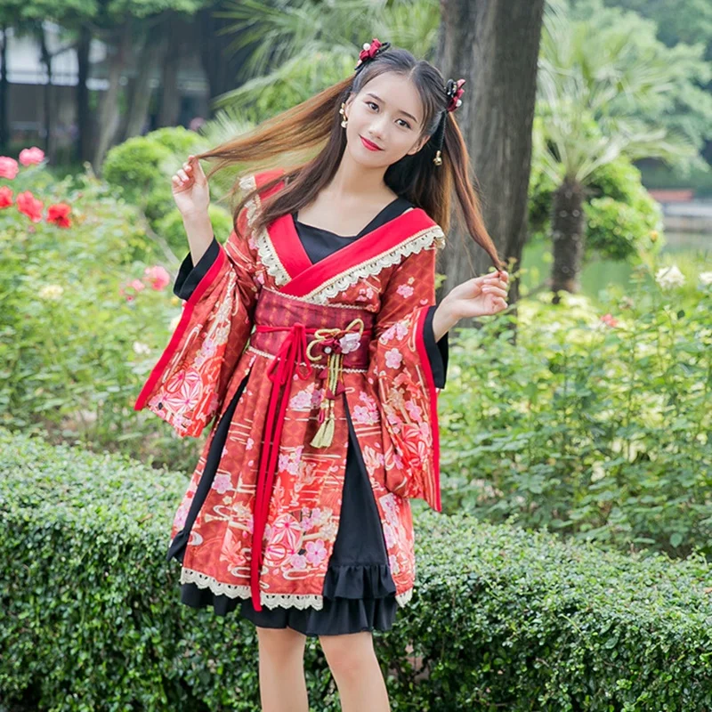 Юката Женские кимоно традиционное японское кимоно платье obi haori японская косплей одежда Гейша костюм DD1555