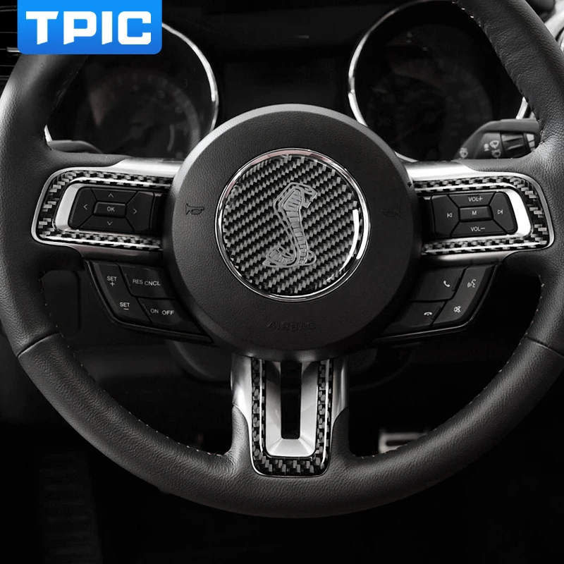 TPIC внутреннее Автомобильное рулевое колесо Cobra Shelby Horse логотип эмблема углеродное волокно наклейка для автомобиля Стайлинг для Ford Mustang