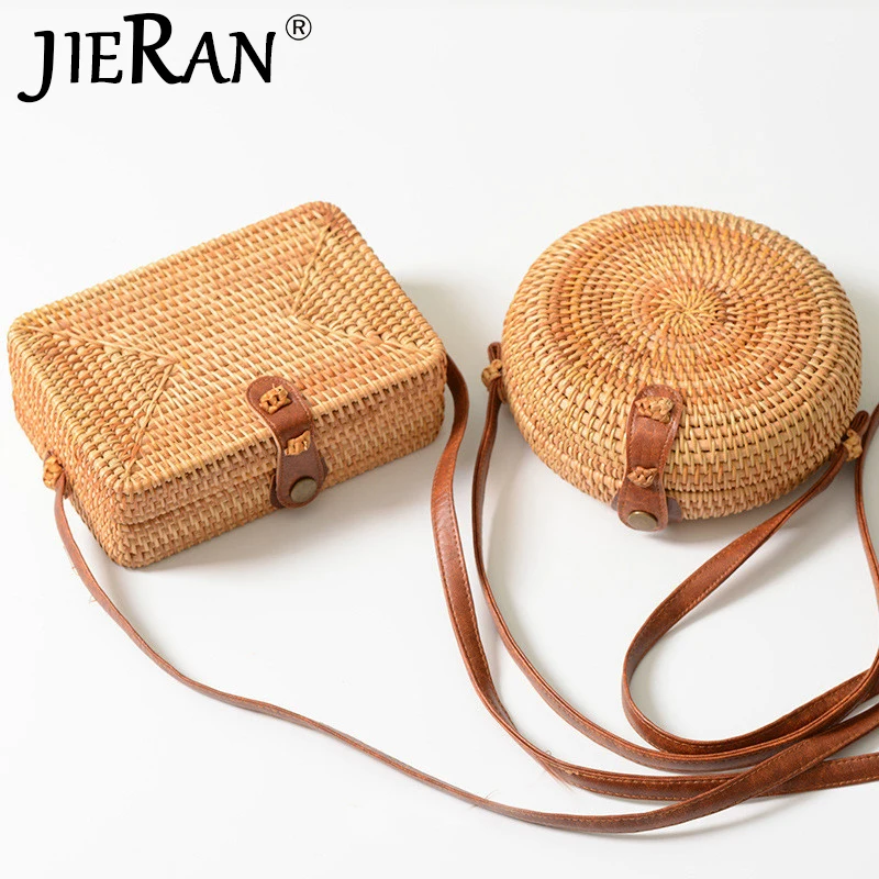 

Dropshipping Round Straw Bag for Women 2018 Rattan Straw Beach Bamboo Circle Bag Summer Rattan Bag Handmade Crossbody sac a main