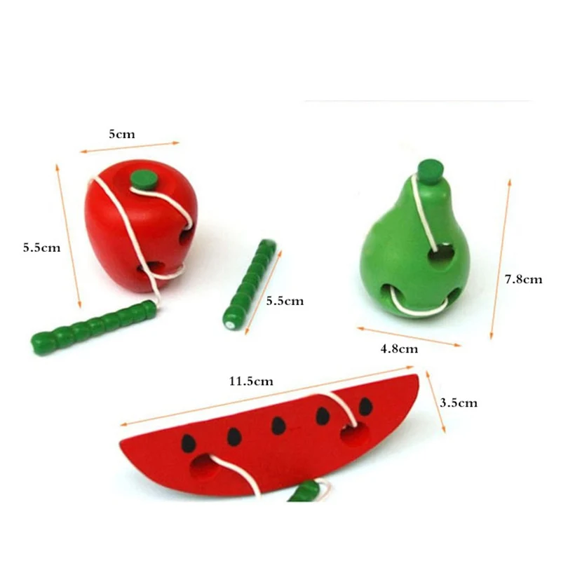 Детское раннее образование Монтессори игрушки деревянный червь едят фрукты обучающие игрушки для От 0 до 7 лет Детские яблоки, персики арбуз
