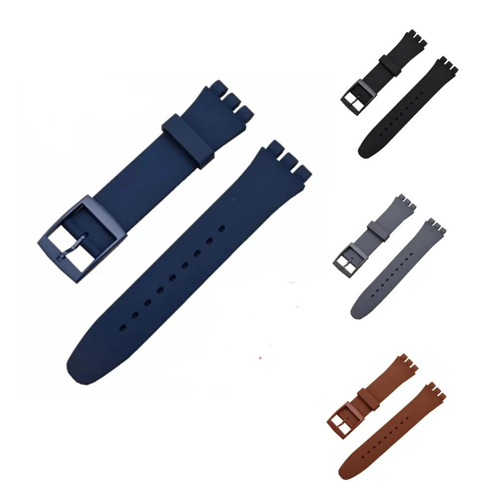 

white Watch accessories for Swatch Strap buckle sample silicone watch 17mm 19mm black rubber strap