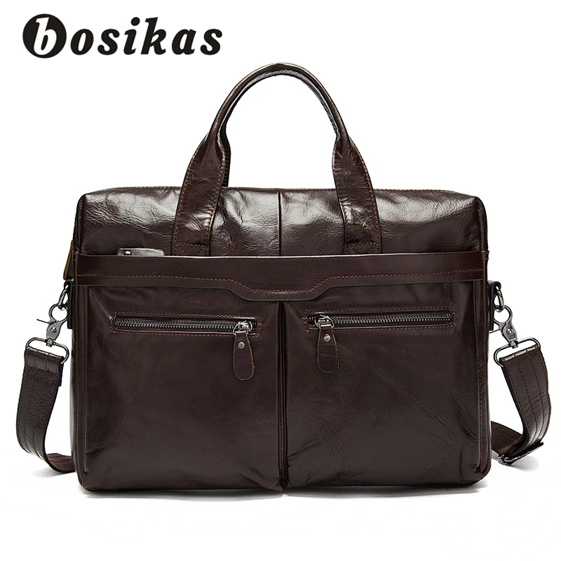 

BOSIKAS Genuine Leather men's bags Men Briefcase Crossbody Bags Messenger Bag Men's Shoulder Bag Fashion Handbag Skin Naturally