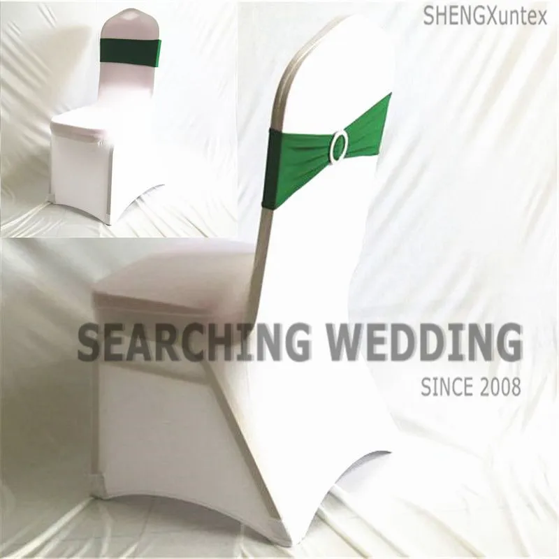 Белая лайкра спандекс стул крышка+ лайкра лента с пряжкой для украшения свадьбы - Цвет: green