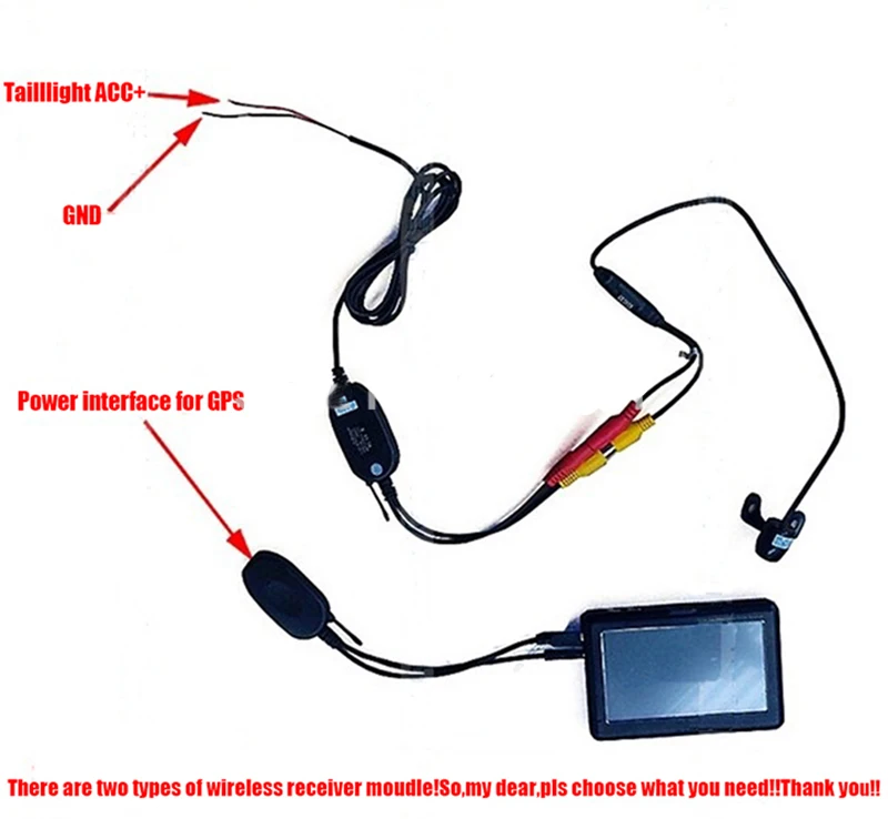 Wireless Transmitter Receiver for Car Rear View Backup Camera to GPS