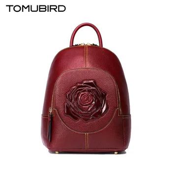 

TOMUBIRD Superior cowhide Rose Embossed famous brand women bag luxury genuine leather backpack women bags tote