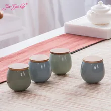 JIA-GUI LUO контейнеры для чая с бамбуковой крышкой хранение чая Подарочная коробка Керамические банок портативный чайный аксессуар 4 цветовых стилей D075